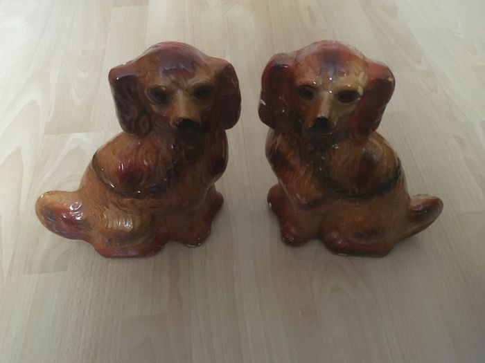 Fabulous PAIR of LARGE Russet Coloured Staffordshire Dogs
