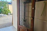 Original Solid Timber Front Door with Decorative Leaded Glass