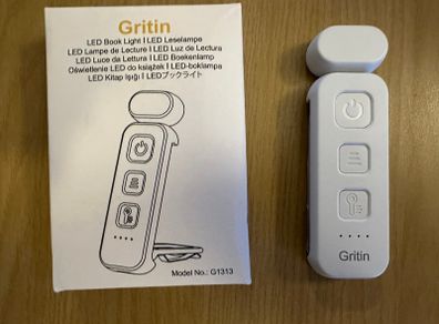 Gritin Book Light Rechargeable, Reading Light Lamp Clip on Books