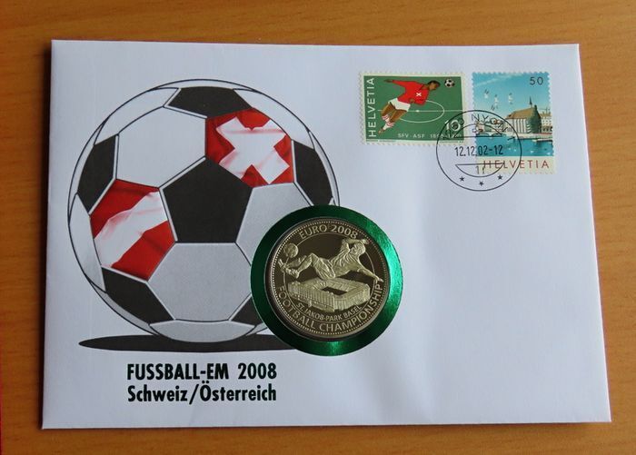 Malta Football soccer 2008 UEFA European Football Championship coin in stamp cover