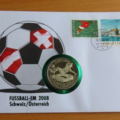 Malta Football soccer 2008 UEFA European Football Championship coin in stamp cover