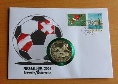Malta Football soccer 2008 UEFA European Football Championship coin in stamp cover