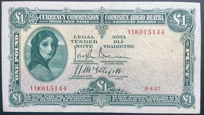 Ireland 1937 Lady Lavery Currency Commission 1 Pound Banknote
