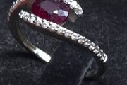 Vintage 9ct White Gold Ruby &amp; Diamond Ring 375 Size 51.5