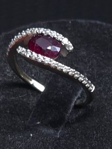 Vintage 9ct White Gold Ruby & Diamond Ring 375 Size 51.5
