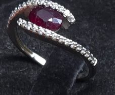 Vintage 9ct White Gold Ruby & Diamond Ring 375 Size 51.5