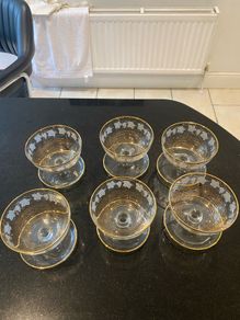Rare  and fabulous Set of six vintage mid century sherbet glasses