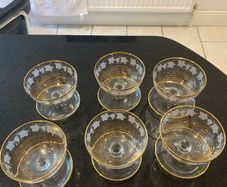 Rare  and fabulous Set of six vintage mid century sherbet glasses