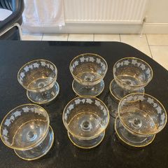 Rare  and fabulous Set of six vintage mid century sherbet glasses