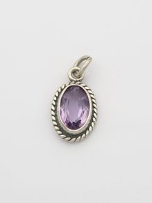 925 Vintage Sterling Silver Amethyst Pendant