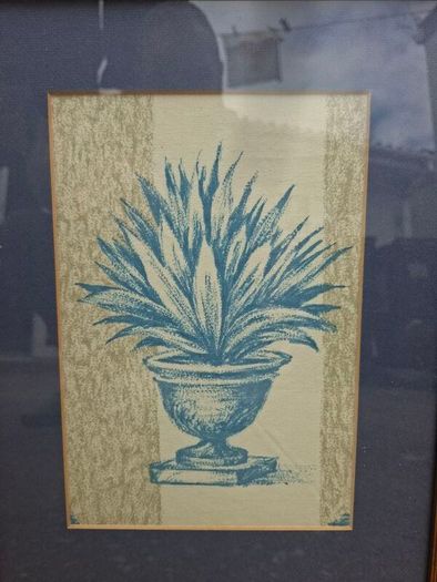 Nice set of 3 Vintage Botanical prints on woven Linen