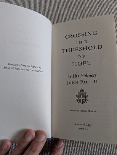 Crossing the Threshold of Hope - Pope John Paul II - 1994 Hardcover