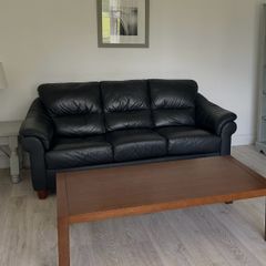 Free to take away. Black leather sofa and 2 armchairs