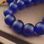 Antique Cobalt Blue African Glass Beads Necklace Strands Image 9