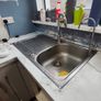 White Marble-Effect Kitchen Worktop with Stainless Steel Sink & Taps Image 3