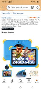 Gleeso kids tablet Android 15 7 inch screen