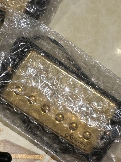 Electric Guitar Upgrade Bundle - Roswell Gold Humbucker Set, 6-in-line Tuners & Switch