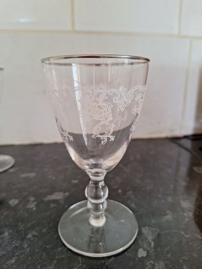 Set of six vintage wine glasses