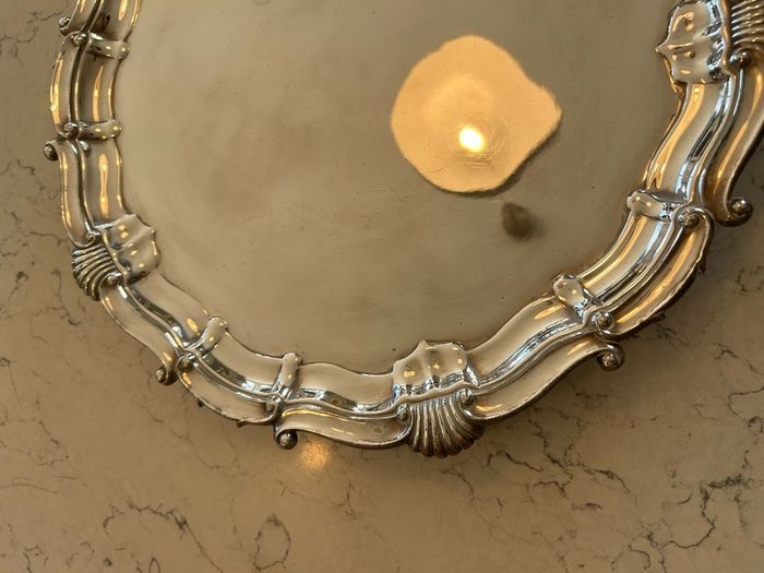 Vintage Silver Plate Style English Shell Pattern Tray