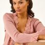 Roman Originals Pink Lace Trim Cardigan Image 3