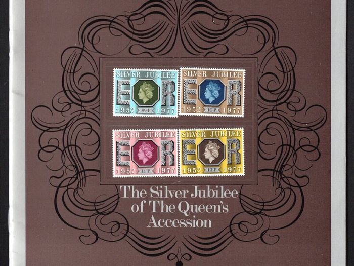 1977 Great Britain 25th Anniversary of Queen's Accession Presentation Book including mint set of the Commemorative Stamps