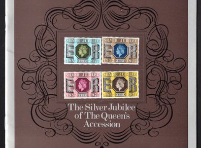1977 Great Britain 25th Anniversary of Queen's Accession Presentation Book including mint set of the Commemorative Stamps