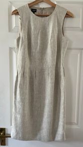 Hobbs Linen Dress - Size 10 - Elegant Neutral Occasion Wear