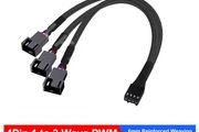 4-pins 4pins 1 to 3 Way PWM Fan Splitter Cable, Cooled 1 to 3 Way Tap Sleeve Extension Braided Cable Extension Cable Free viewing