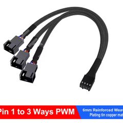 4-pins 4pins 1 to 3 Way PWM Fan Splitter Cable, Cooled 1 to 3 Way Tap Sleeve Extension Braided Cable Extension Cable Free viewing