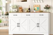 Sideboard, 150 cm Wide Kitchen Cabinet with Worktop, Sideboard Kitchen with 4 Doors and 3 Drawers, Buffet Cabinet Sideboard