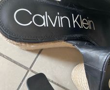 Calvin Klein black leather sandals