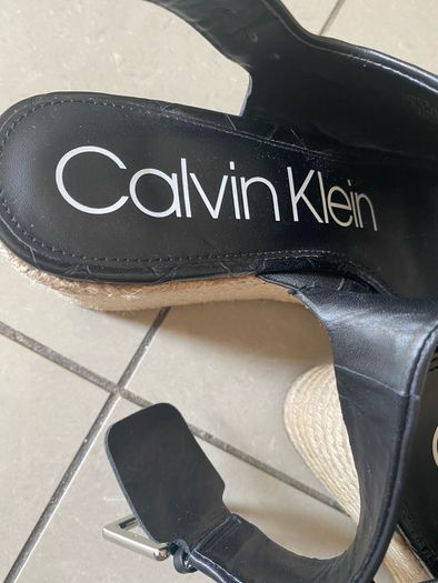 Calvin Klein black leather sandals