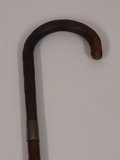 Vintage Bamboo Walking Stick Cane with Silver Collar