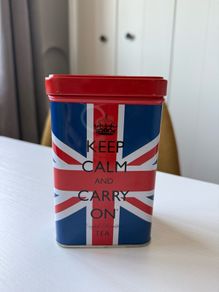 Keep Calm and Carry On Tea tin / can