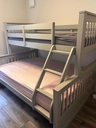 EZ living Lara Grey triple bunk bed with mattress