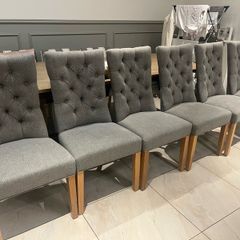 6 grey fabric dining chairs for sale