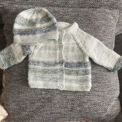 Handknit cardigan and hat NB