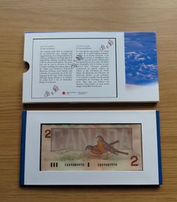 Canada Bank Note & Coin 1996 Set | Uncirculated 2 Dollars Note & Coin | w/Sleeve