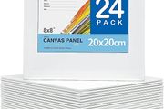 Canvas for Painting 24 Pack - Blank Canvas 20x20cm, Canvas Panels 300GSM/100% Cotton/Acid Free/Triple Primed, Professional Quality Artist Canvas Board for Hobby Painters, Students &amp; Kids MULTIPLE SIZES AVAILABLE, SEE DESCRIPTION (FREE POSTAGE)