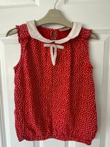 Next Red polkadot top with Peter Pan collar