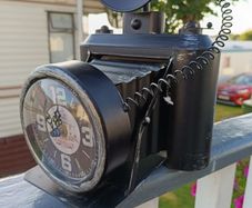Antique Style Black Iron Photo Camera Mantel Clock | Chateau Bordeaux Face