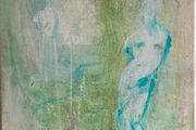 Original Painting Biophilic Palette Painting of gardrn Roman statue Quiet Luxury Aesthetic