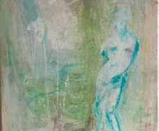 Original Painting Biophilic Palette Painting of gardrn Roman statue Quiet Luxury Aesthetic
