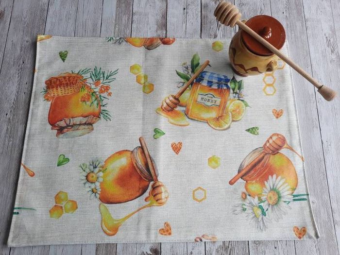 Set of 6 Placemats Double-sided. Resin coated cotton. Handmade