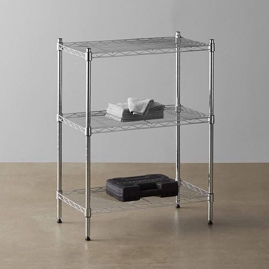 _Basics 3-Tier Storage Shelf, Up to 115 kg per Shelf, Chrome