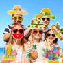 29 Pcs Tropical Hawaiian Photo Booth Props Funny Sunglasses Grass Skirt and Coconut Hat Designs Tropical Themed Party Props for Luau Beach Parties Birthdays and Summer Vacation Photo Backdrop Decor Image 8