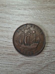 Great Britain UK 1950 Half Penny George VI Coin - free standard postage