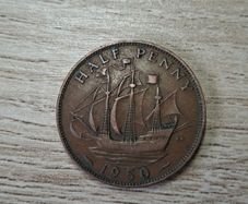 Great Britain UK 1950 Half Penny George VI Coin - free standard postage