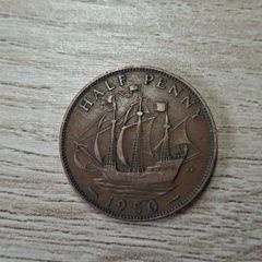 Great Britain UK 1950 Half Penny George VI Coin - free standard postage