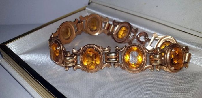 Vintage K&L 14ct Gold & Amber Bracelet